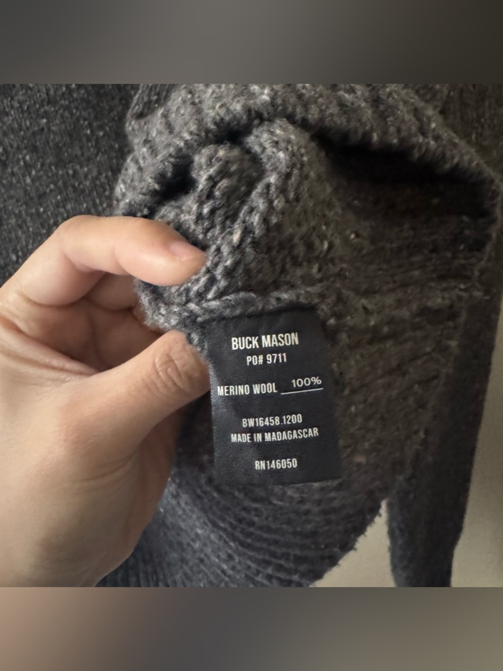 Buck Mason Seastack Wool Tweed V-Neck Sweater in Cobblestone 🩶 - Picture 7 of 8